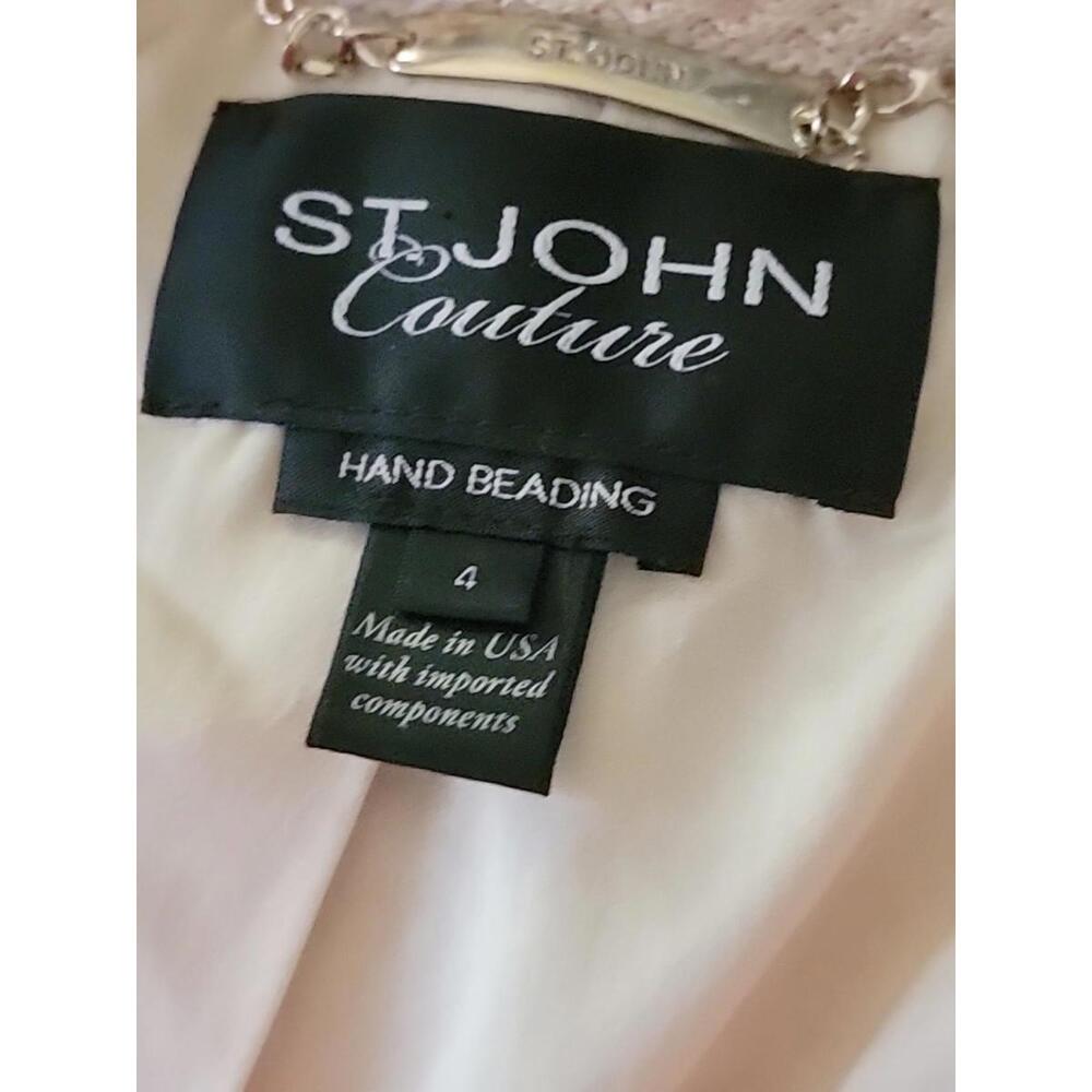 St. John Couture Black Label Size 4 Pink Hand Beaded Knit Jacket Cardigan #A - Picture 5 of 16